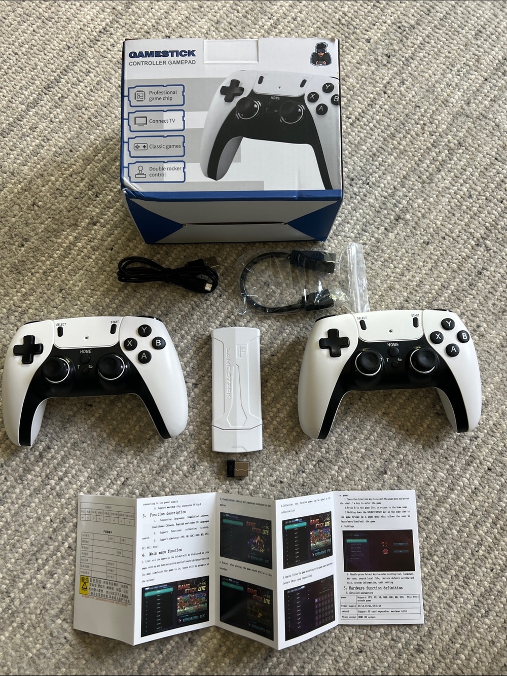 Gamestick Emuelec4.3 Console, 64GB, 2.4G Wireless, 3D Games, White/Black